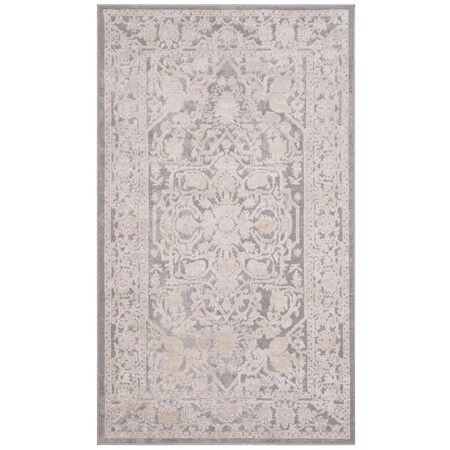 Safavieh 3 x 5 ft. Reflection Power Loomed Rug, Small Rectangle - Light Grey and Cream RFT665C-3